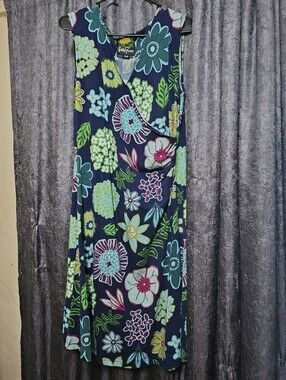 Lesley Evers Gina Dress Dazzle Flower Navy 1x